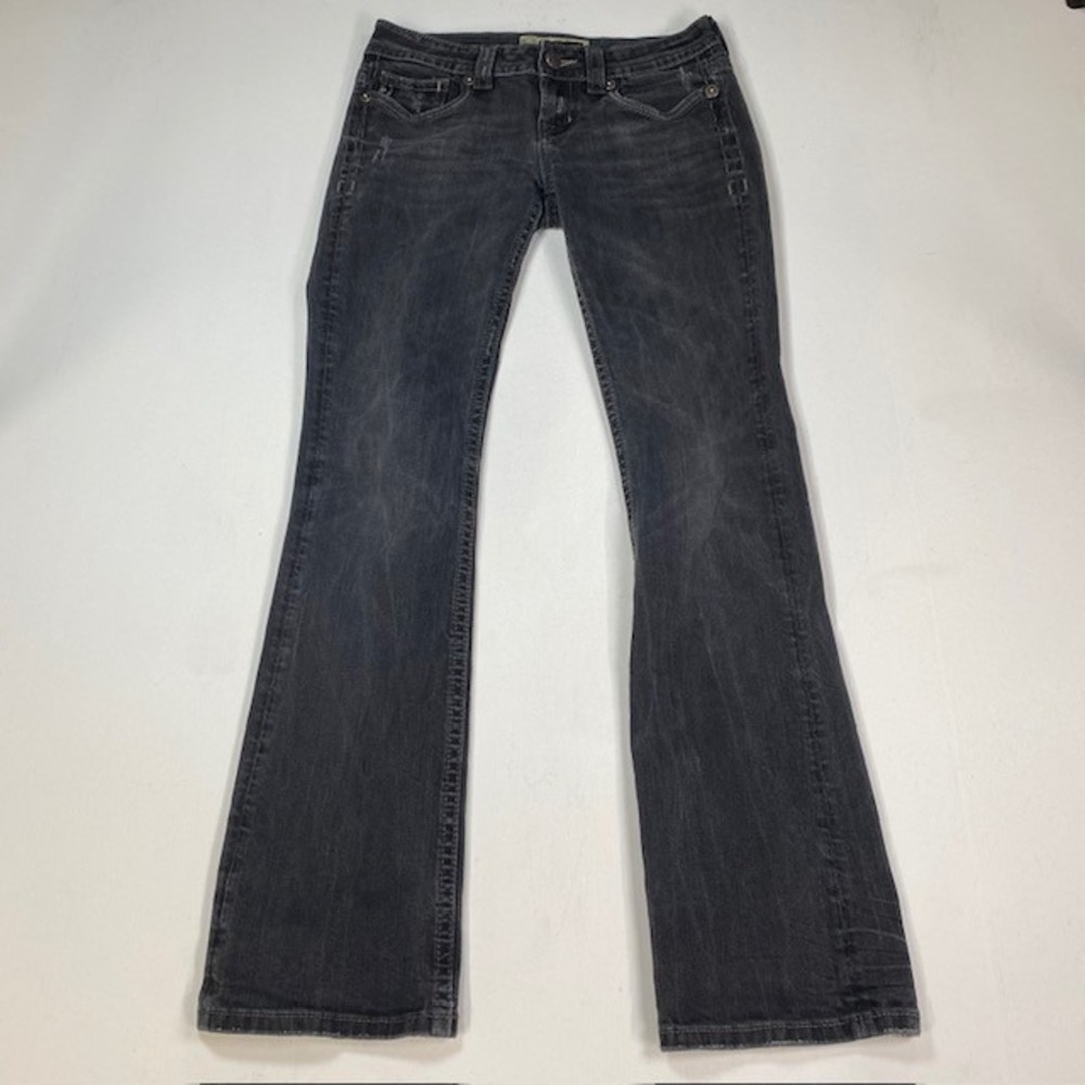 MEK Denim Oaxaca Bootcut Jeans Mens 28x34 Faded Black Low Rise Heavy Stitched